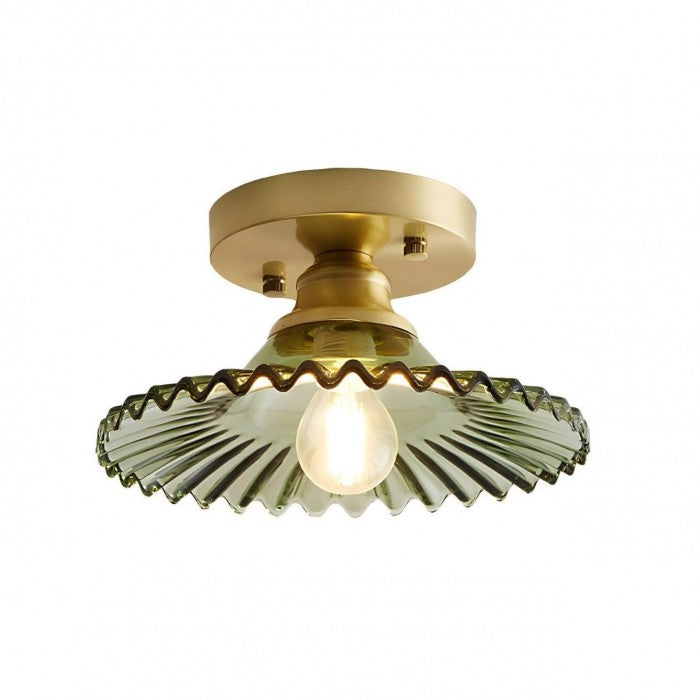 Vintage Plafondlamp van Ribbelglas-light decor-De Bazelaar