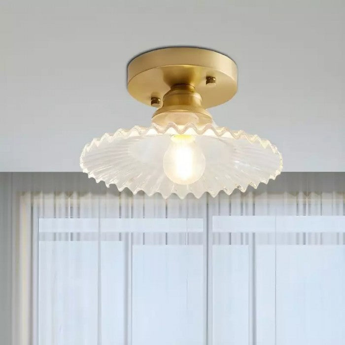Vintage Plafondlamp van Ribbelglas-light decor-De Bazelaar