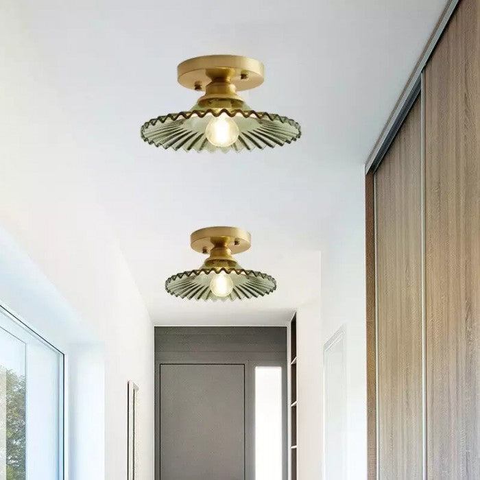 Vintage Plafondlamp van Ribbelglas-light decor-De Bazelaar