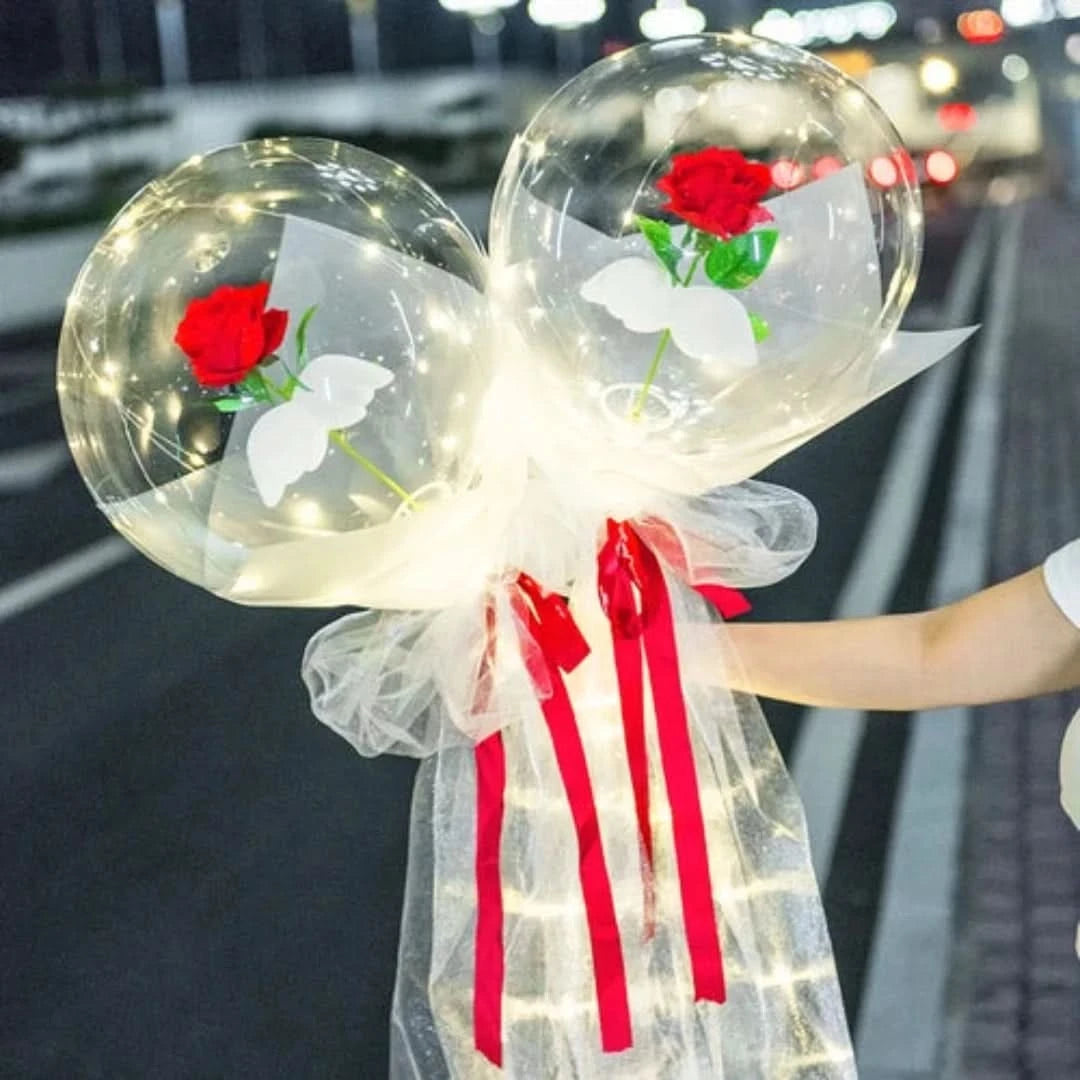 Luchtroos | LED Ballonroos-Boeket