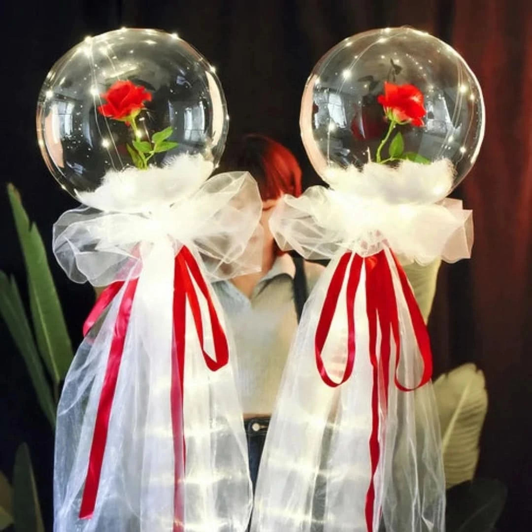 Luchtroos | LED Ballonroos-Boeket